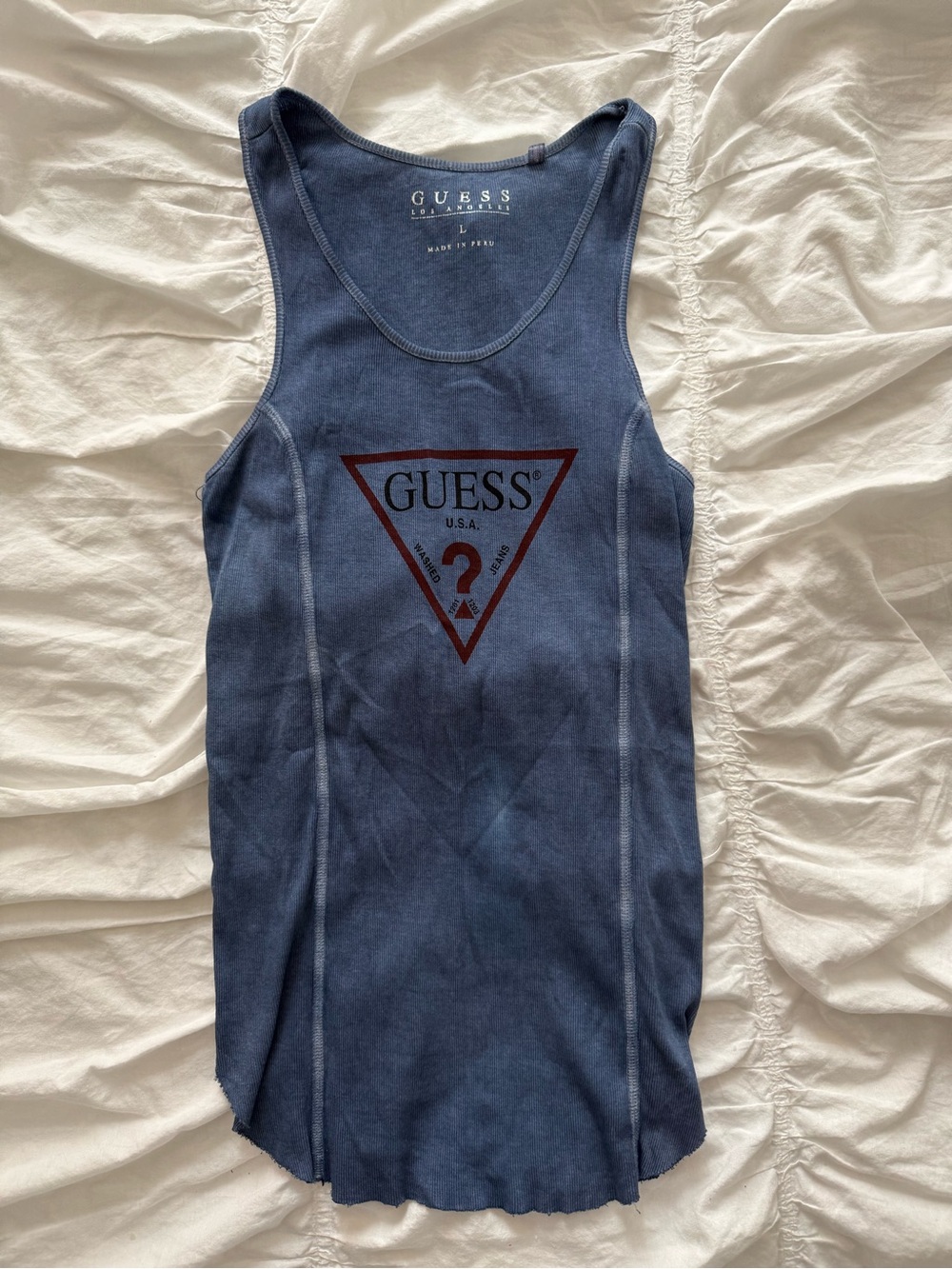 GUESS Blue denim Logo Tank Top